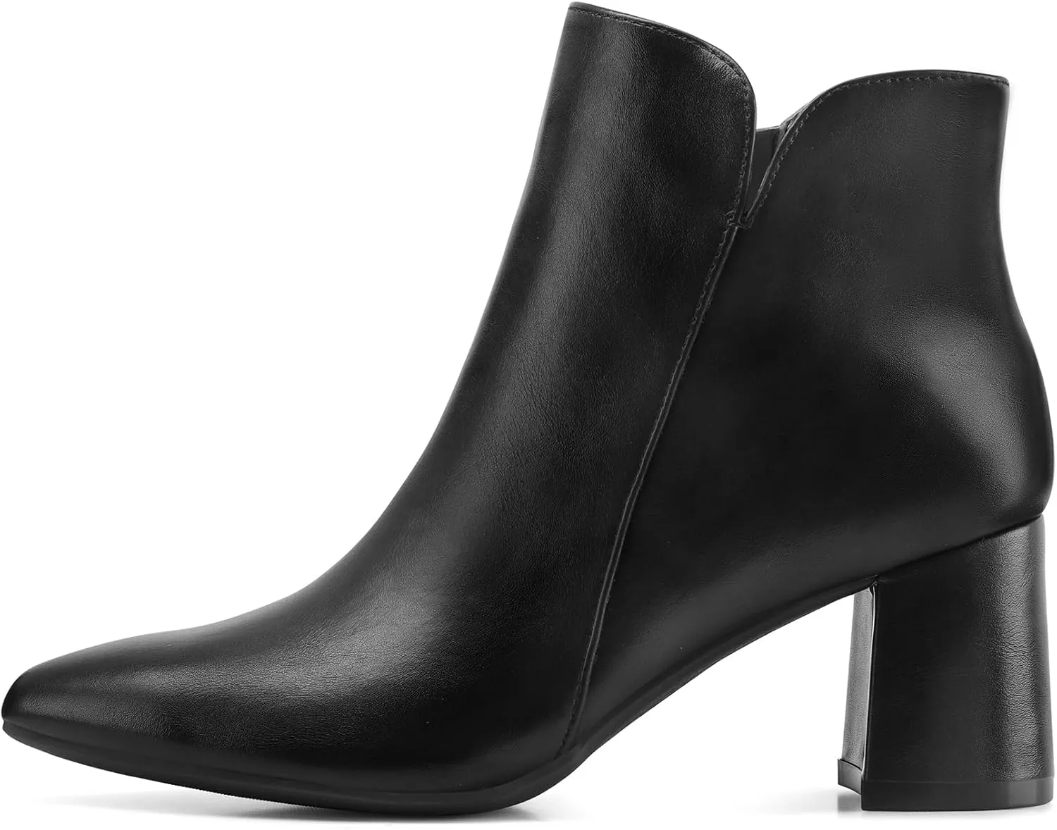 mysoft Women's Ankle Boots Chunky Block Low Heel Comfortable Pointed Toe Side V Cutout Dressy Office Booties with Zipper