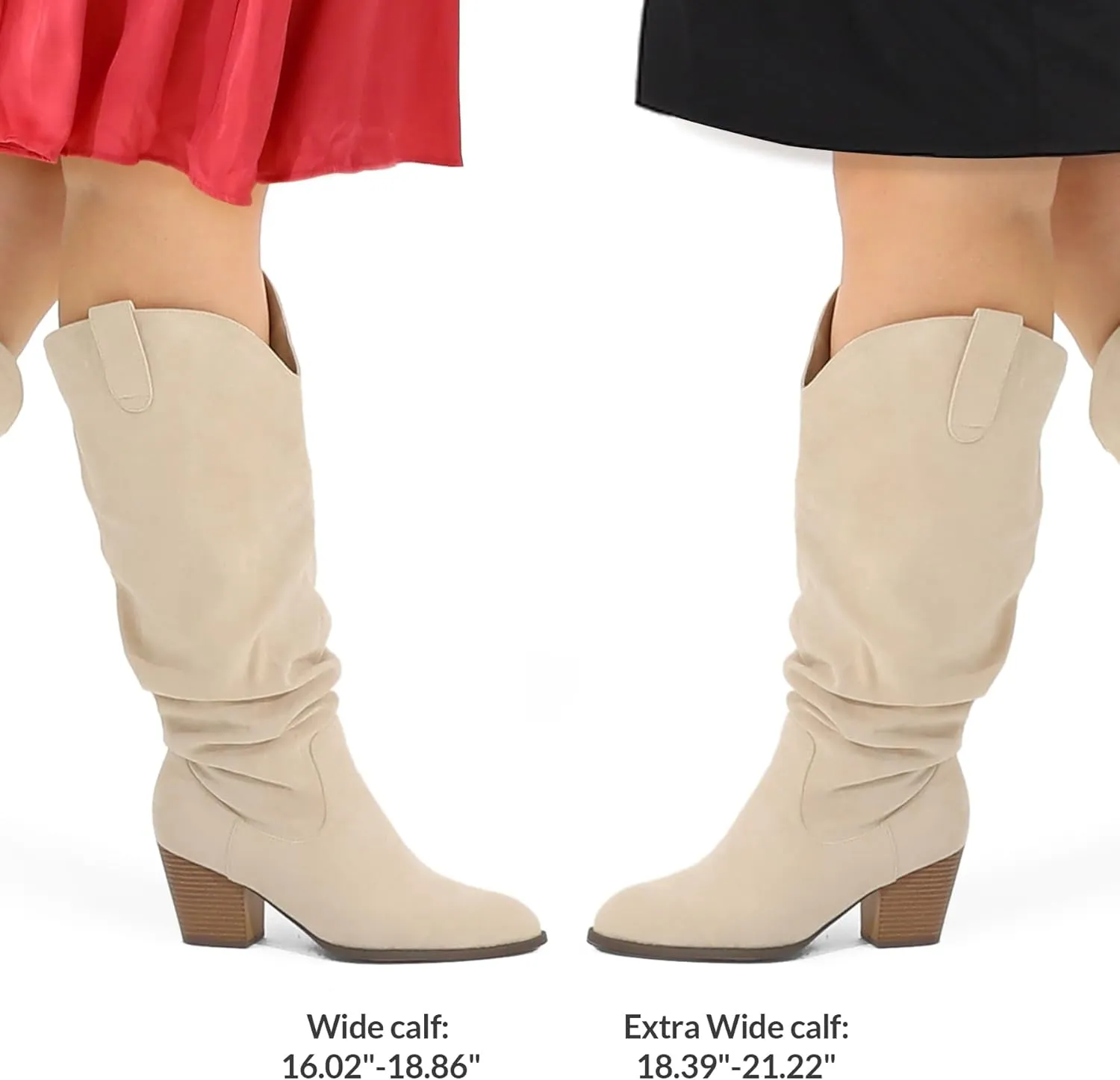 mysoft Women's Wide/Extra Wide Calf Knee High Boots Cowgirl Low Chunky Stacked Heel Wide Width Pointed Toe Slouchy Tall Boots with Zippers