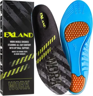 (New) Exland Work Comfort Memory Foam Gel Insoles for Men and Women - Standing All Day Cushioning, Shock Absorbing Shoe and Boot Inserts - Anti Fatique - Trim to Fit (Size: L) [1 Pair]