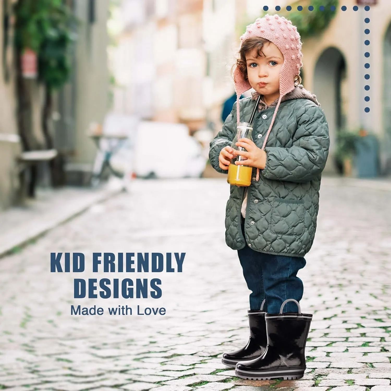 NORTY Rubber Rain Boots for Kids - Waterproof Rubber Boots Boys and Girls Solid & Printed Rainboots for Toddlers and Kids