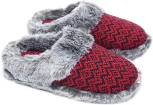 ofoot Womens Soft Comfortable Warm Furry Faux Fur House Knitted Slippers With Memory Foam Non Slip Indoor Outdoor Rubber Sole