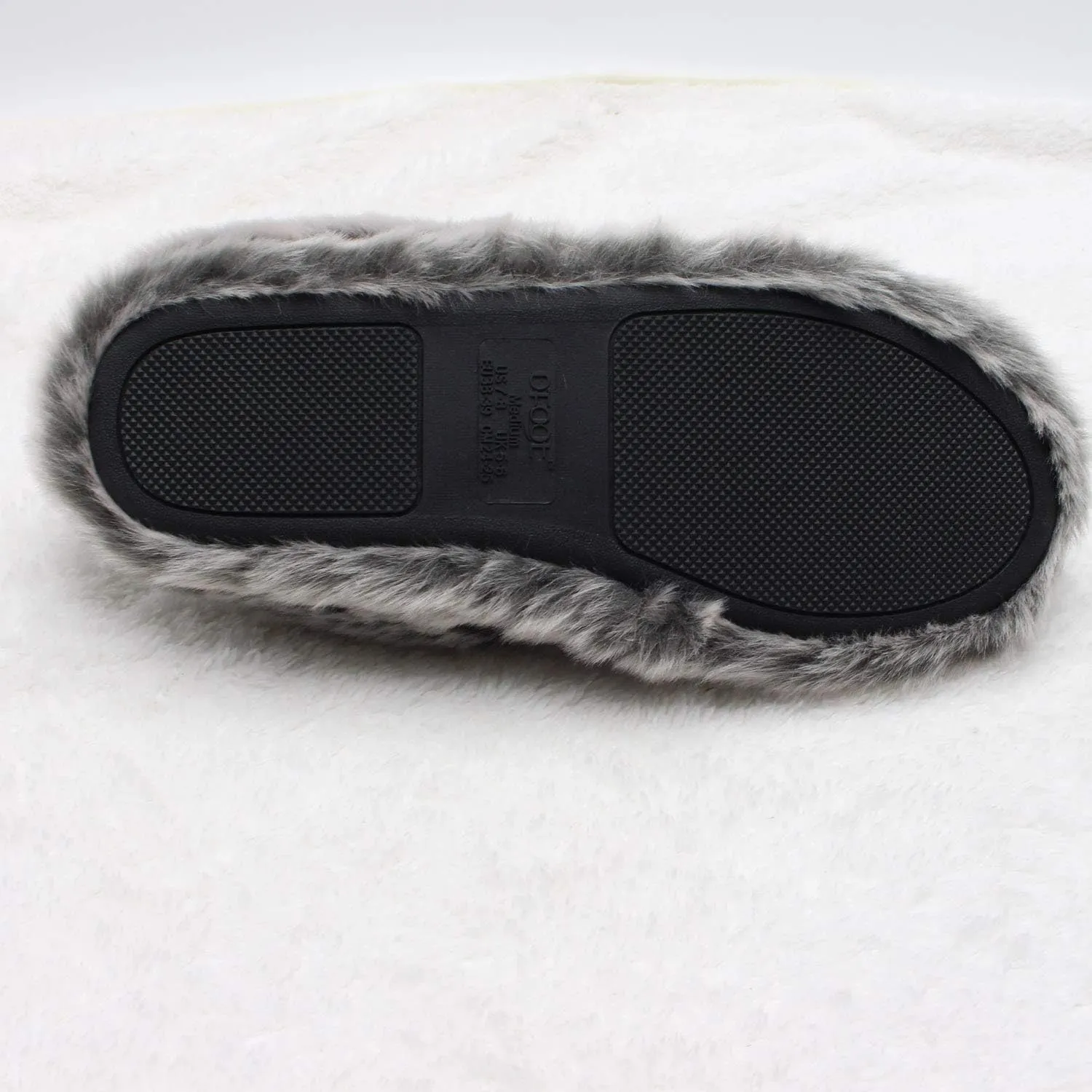 ofoot Womens Soft Comfortable Warm Furry Faux Fur House Knitted Slippers With Memory Foam Non Slip Indoor Outdoor Rubber Sole