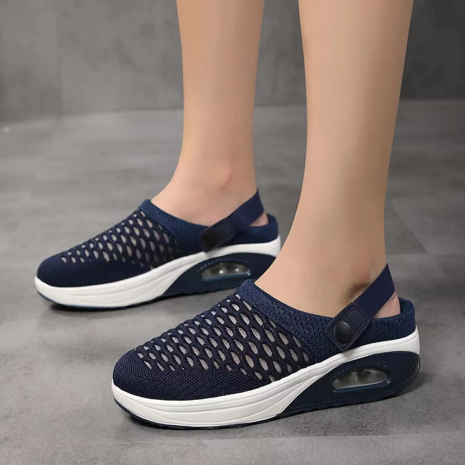 Orthopedic Shoes for Women Breathable Air Cushion Platform Mesh Mules Summer Slip-On Orthopedic Diabetic Sandals Lightweight Comfortable Arch Support Clogs Beach Shoes