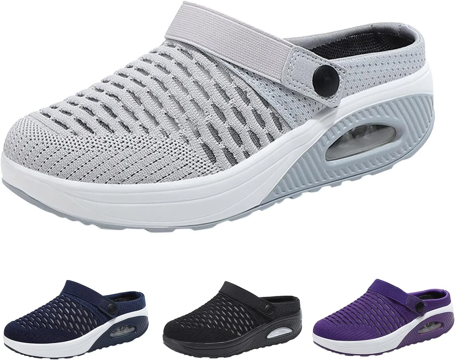 Orthopedic Shoes for Women Breathable Air Cushion Platform Mesh Mules Summer Slip-On Orthopedic Diabetic Sandals Lightweight Comfortable Arch Support Clogs Beach Shoes