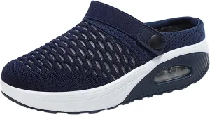 Orthopedic Shoes for Women Breathable Air Cushion Platform Mesh Mules Summer Slip-On Orthopedic Diabetic Sandals Lightweight Comfortable Arch Support Clogs Beach Shoes