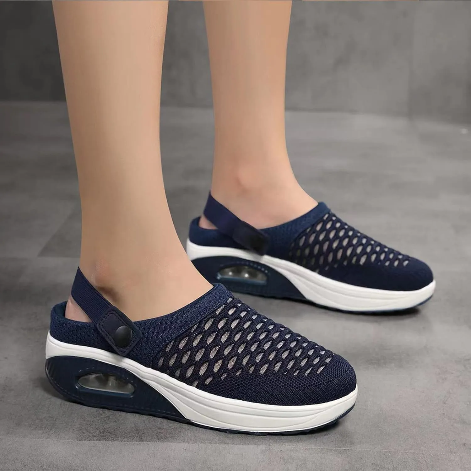 Orthopedic Shoes for Women Breathable Air Cushion Platform Mesh Mules Summer Slip-On Orthopedic Diabetic Sandals Lightweight Comfortable Arch Support Clogs Beach Shoes