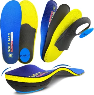 Plantar Fasciitis Orthotic Insoles – Bamboo Charcoal Odor & Moisture Control, Heavy Duty Arch Support, Foot Pain Relief, Shock Absorption, Work Boots, Breathable Comfort for Men & Women