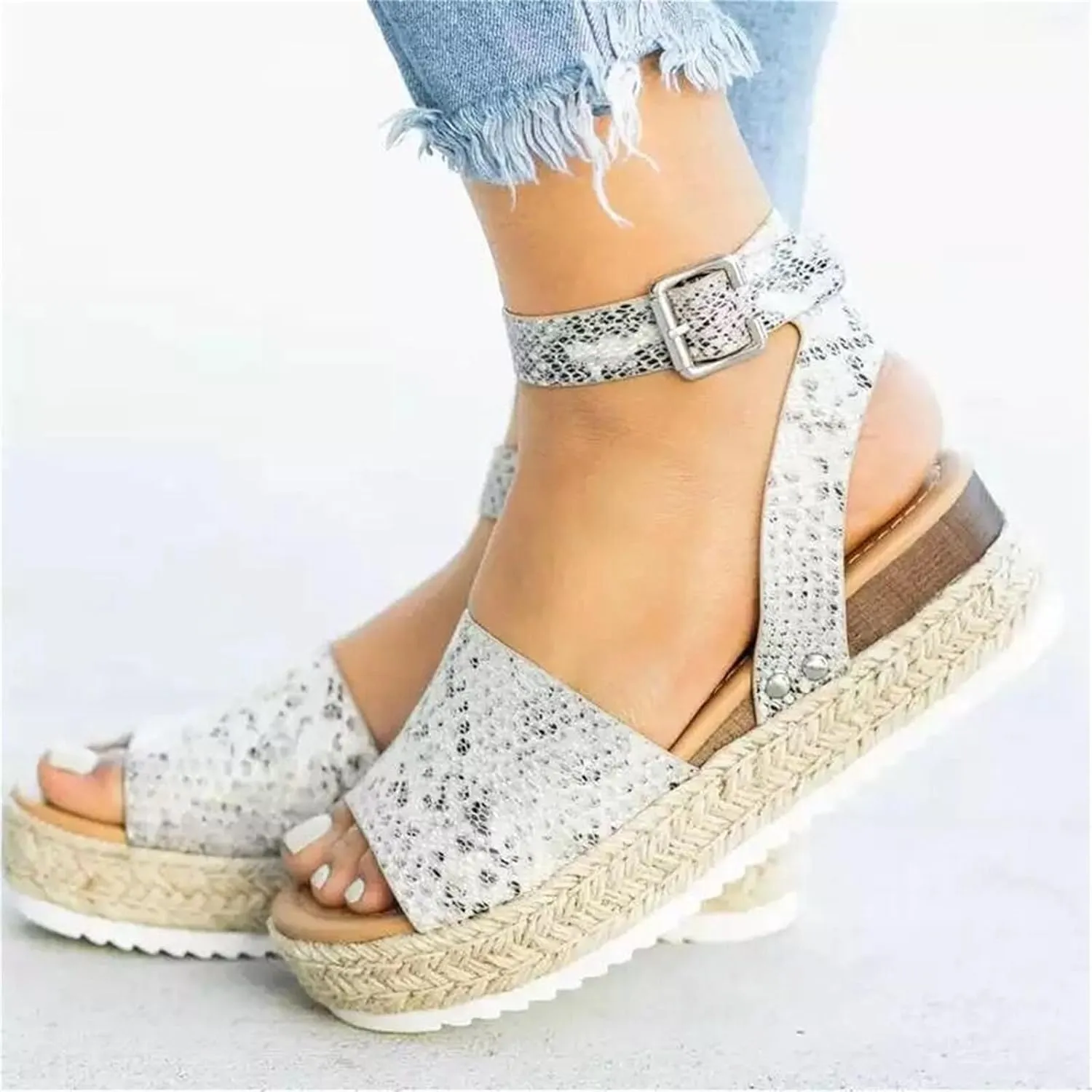 Platform Sandals Women Dressy 2025 Summer Open Toe Buckle Ankle Strap Wedge Sandals Comfortable Arch Support Wedge Sandals
