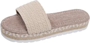 Platform Sandals Women Espadrille Platform Open Toe Summer Beach Slide Sandals Dressy Slip On Walking Sandals