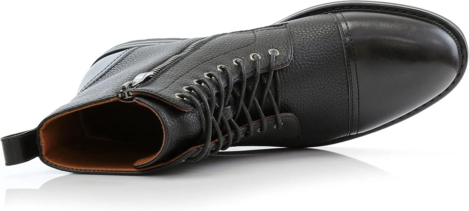 Polar Fox Brooke MPX806061 Grey Woolen and Leather Lace-up Fashion Chukka Boots with Zipper Closure