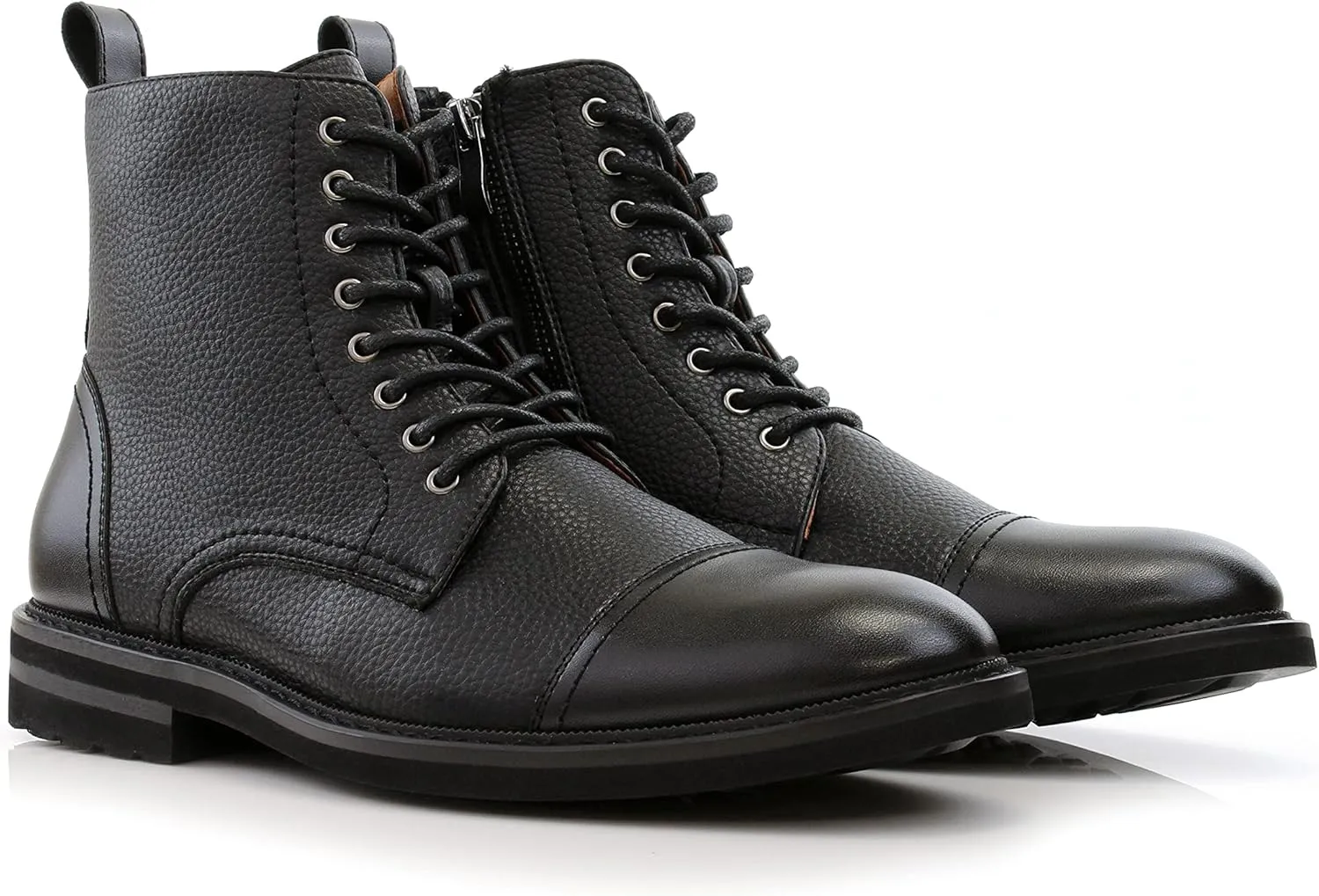 Polar Fox Brooke MPX806061 Grey Woolen and Leather Lace-up Fashion Chukka Boots with Zipper Closure