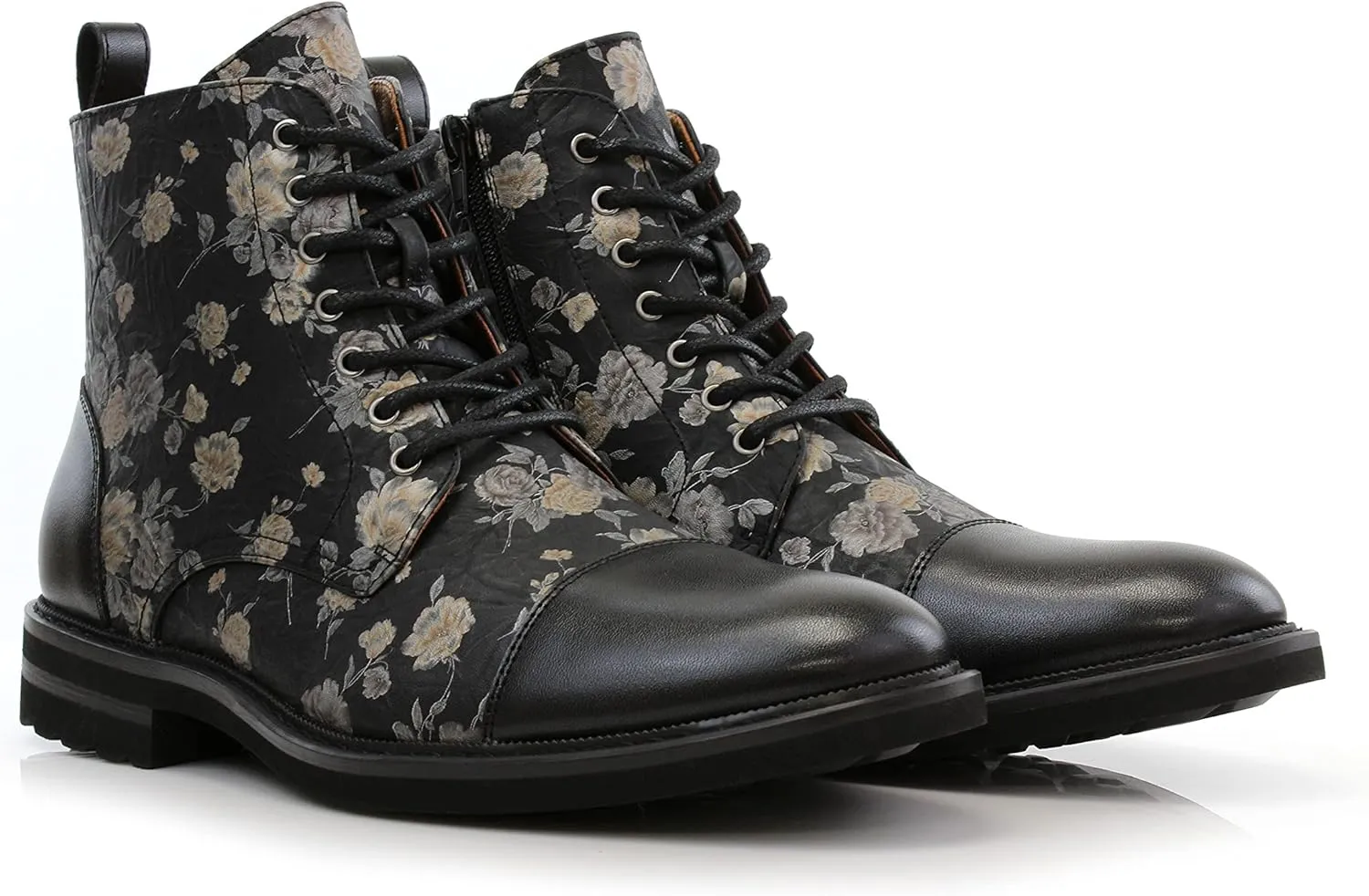 Polar Fox Brooke MPX806061 Grey Woolen and Leather Lace-up Fashion Chukka Boots with Zipper Closure