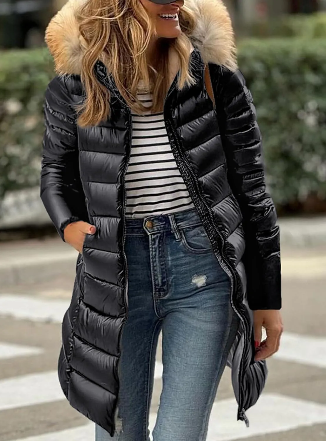 PRETTYGARDEN Women's Long Winter Puffer Coats Hooded Zip Up Thickened Parka Down Jackets Trendy Fashion Warm Outerwear