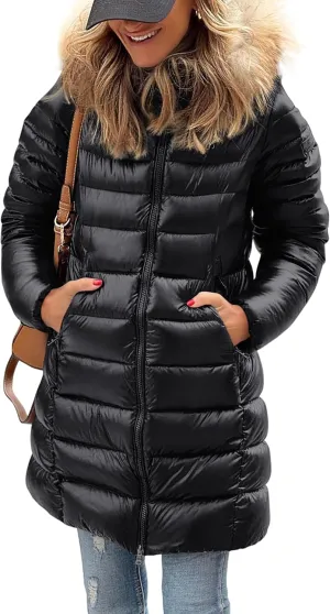 PRETTYGARDEN Women's Long Winter Puffer Coats Hooded Zip Up Thickened Parka Down Jackets Trendy Fashion Warm Outerwear