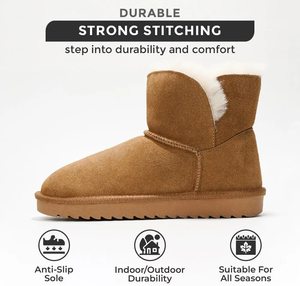 Project Cloud 100% Genuine Suede Boots for Women - Fur Lined Ankle Womens Boots - Comfortable Booties for Women with Memory Foam - Perfect Fur Snow Womens Booties 2025 (Timmy)