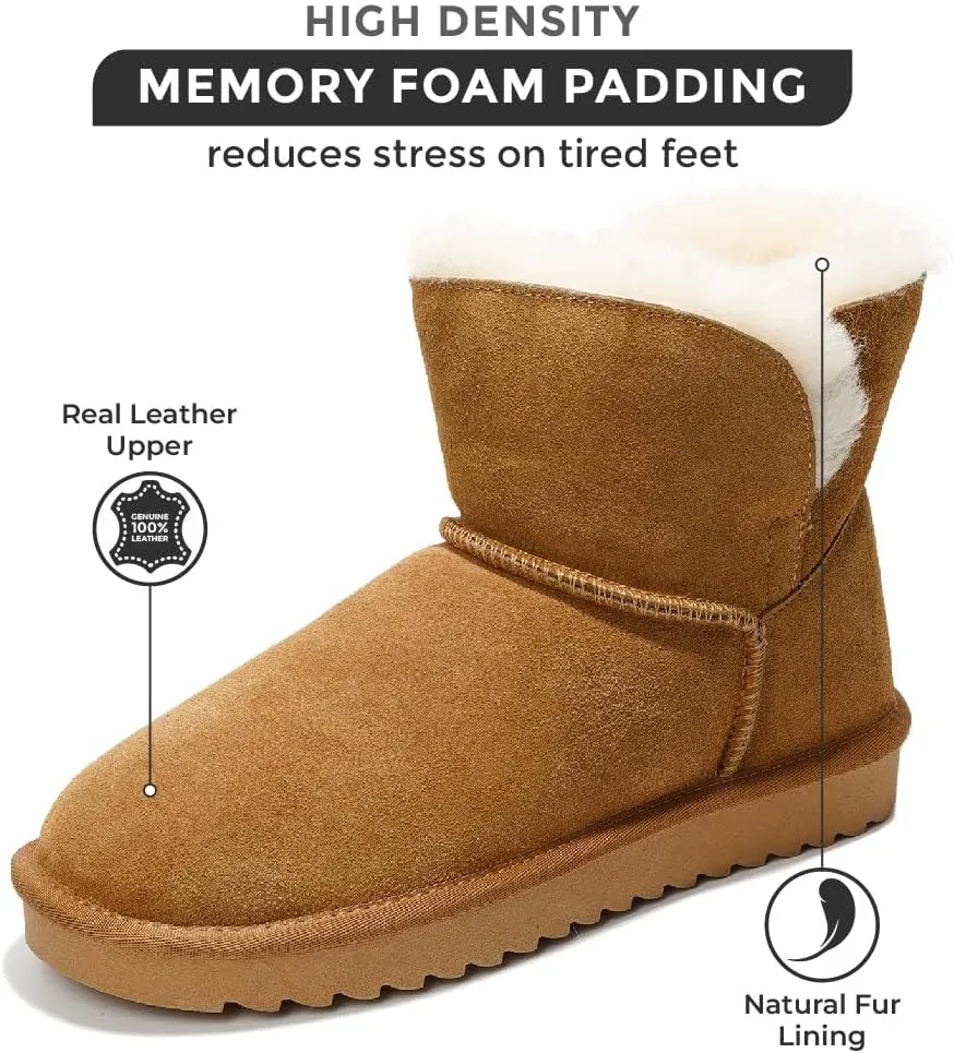 Project Cloud 100% Genuine Suede Boots for Women - Fur Lined Ankle Womens Boots - Comfortable Booties for Women with Memory Foam - Perfect Fur Snow Womens Booties 2025 (Timmy)