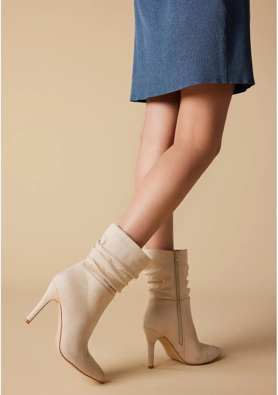 Putu Women's Stiletto High Heel Boots Slouchy Ankle Boots Sexy Dress Boots