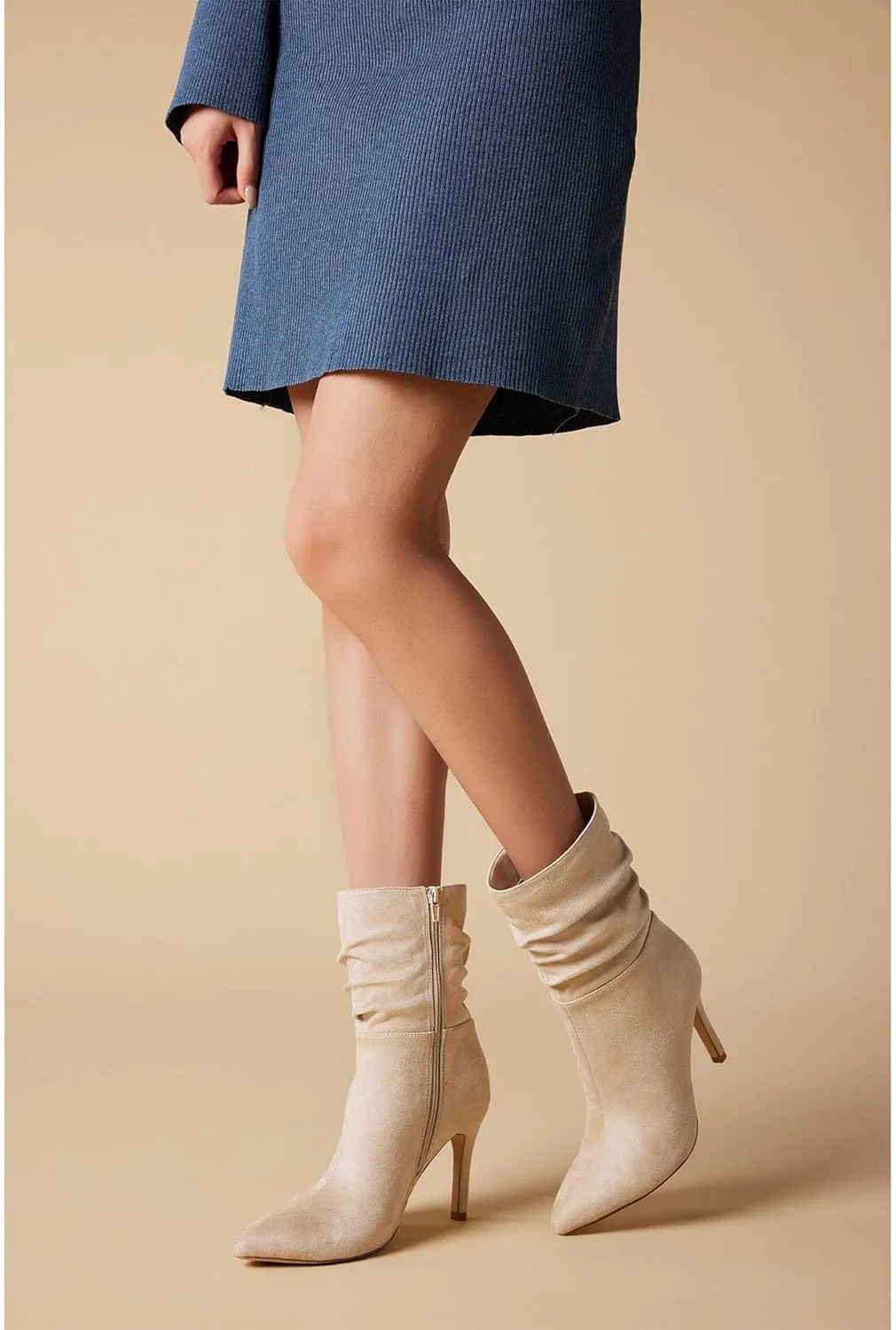 Putu Women's Stiletto High Heel Boots Slouchy Ankle Boots Sexy Dress Boots