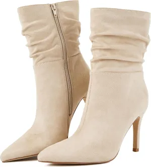 Putu Women's Stiletto High Heel Boots Slouchy Ankle Boots Sexy Dress Boots