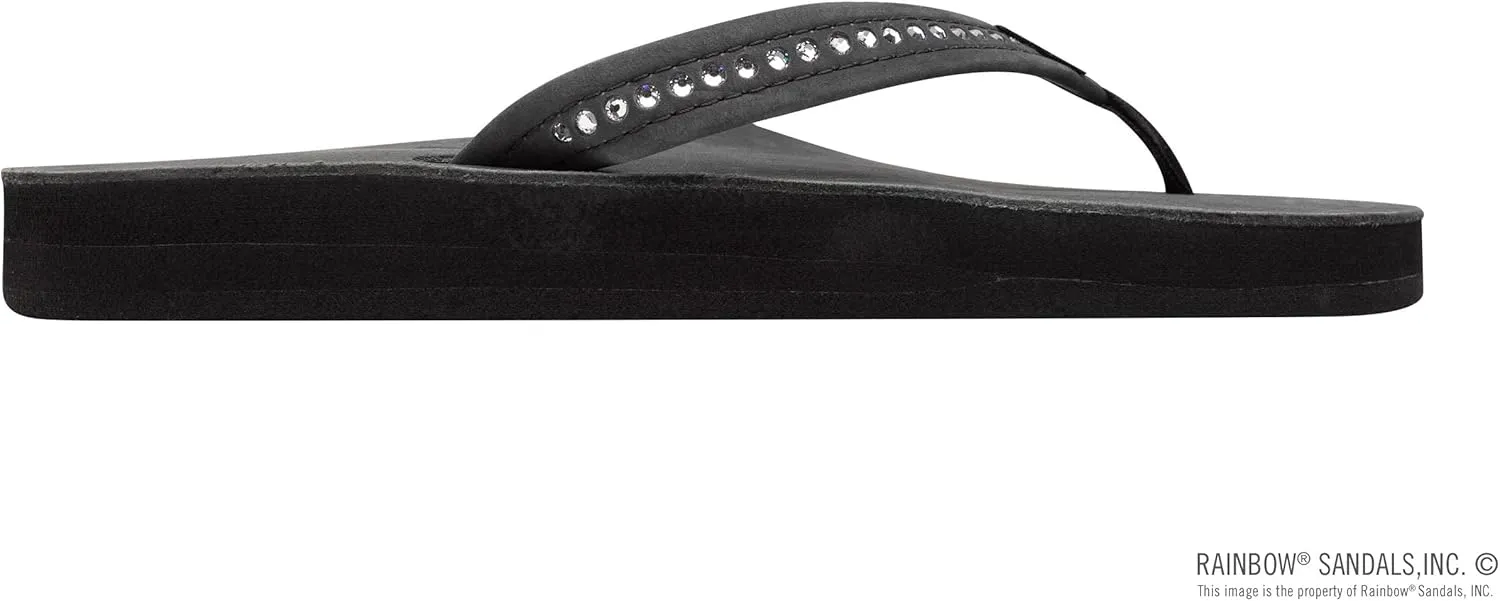 Rainbow Sandals Women's Double Layer Arch Premier Leather w/ 3/4" Swarovski Crystal Strap