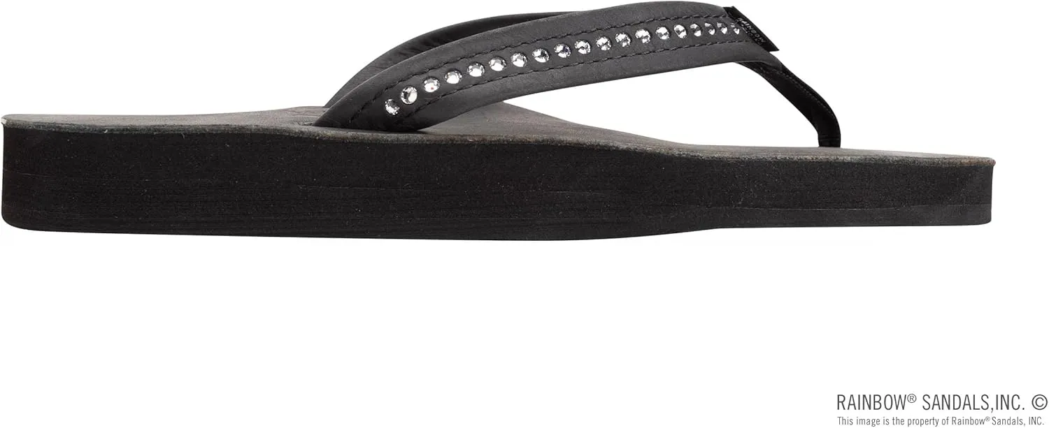 Rainbow Sandals Women's Double Layer Arch Premier Leather w/ 3/4" Swarovski Crystal Strap