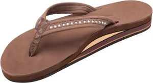 Rainbow Sandals Women's Double Layer Arch Premier Leather w/ 3/4" Swarovski Crystal Strap