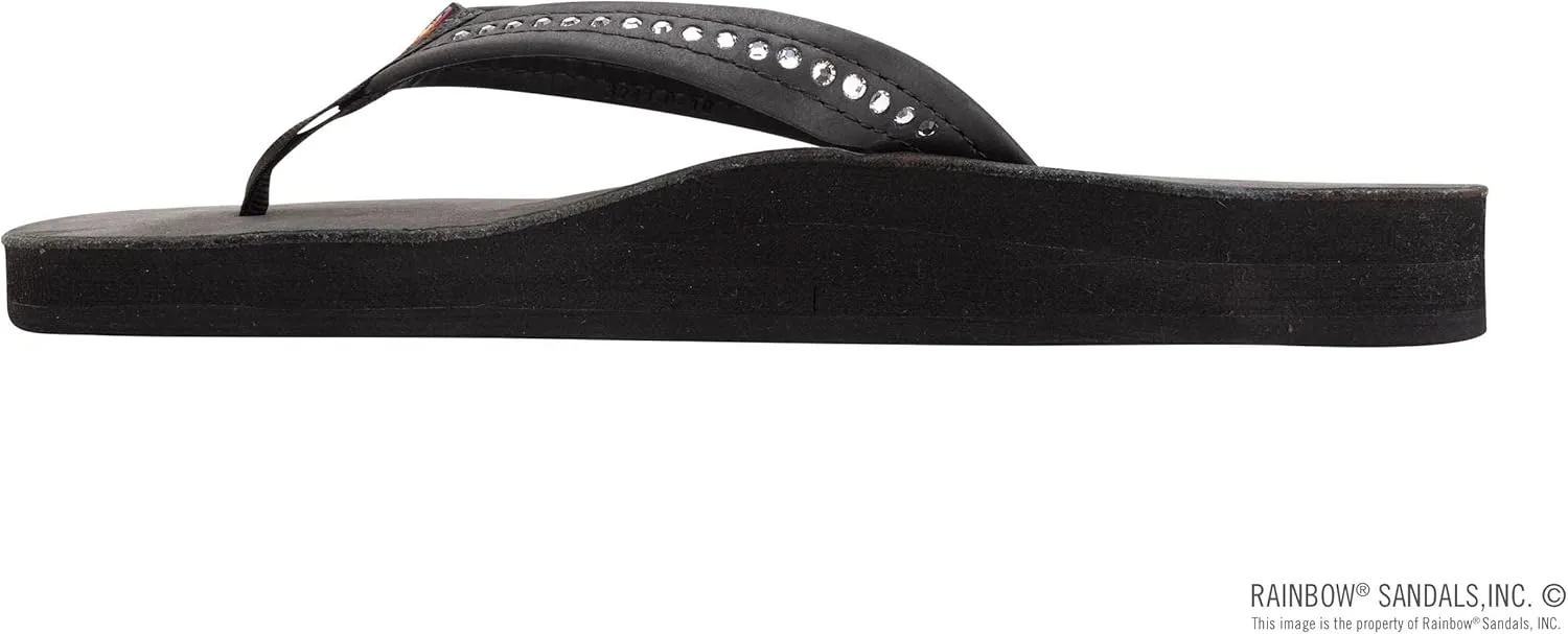 Rainbow Sandals Women's Double Layer Arch Premier Leather w/ 3/4" Swarovski Crystal Strap