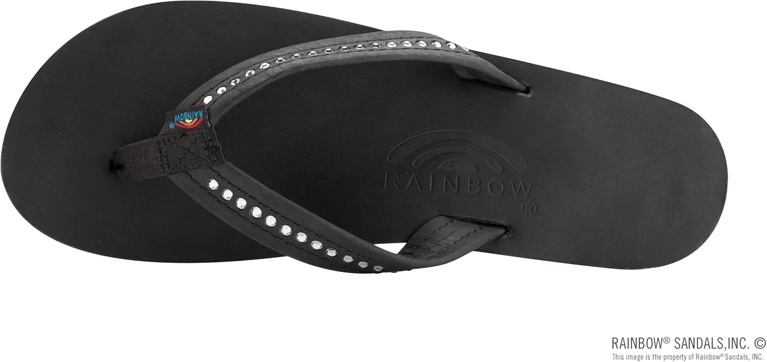 Rainbow Sandals Women's Double Layer Arch Premier Leather w/ 3/4" Swarovski Crystal Strap