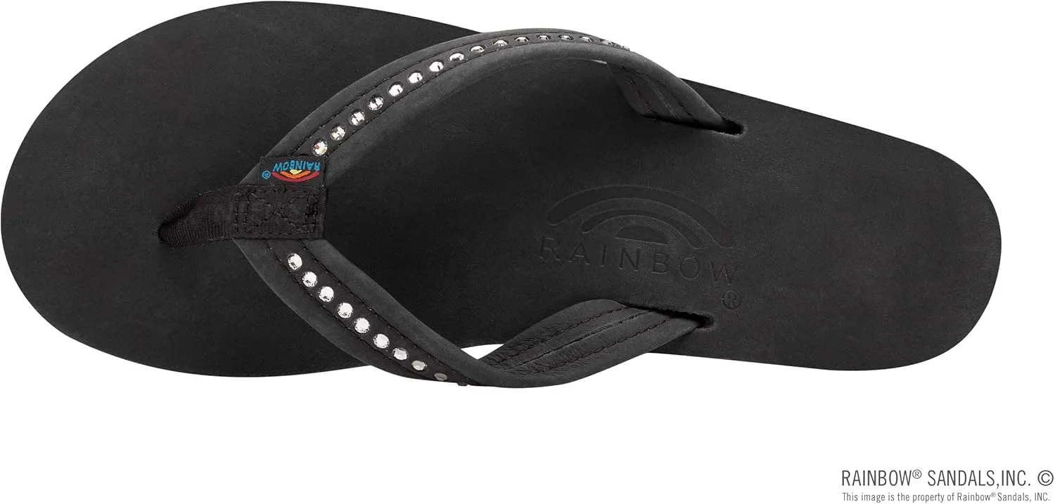 Rainbow Sandals Women's Double Layer Arch Premier Leather w/ 3/4" Swarovski Crystal Strap