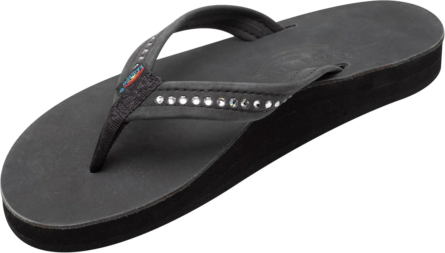 Rainbow Sandals Women's Double Layer Arch Premier Leather w/ 3/4" Swarovski Crystal Strap