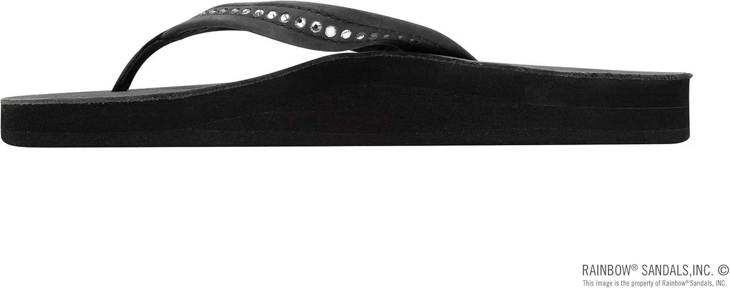 Rainbow Sandals Women's Double Layer Arch Premier Leather w/ 3/4" Swarovski Crystal Strap