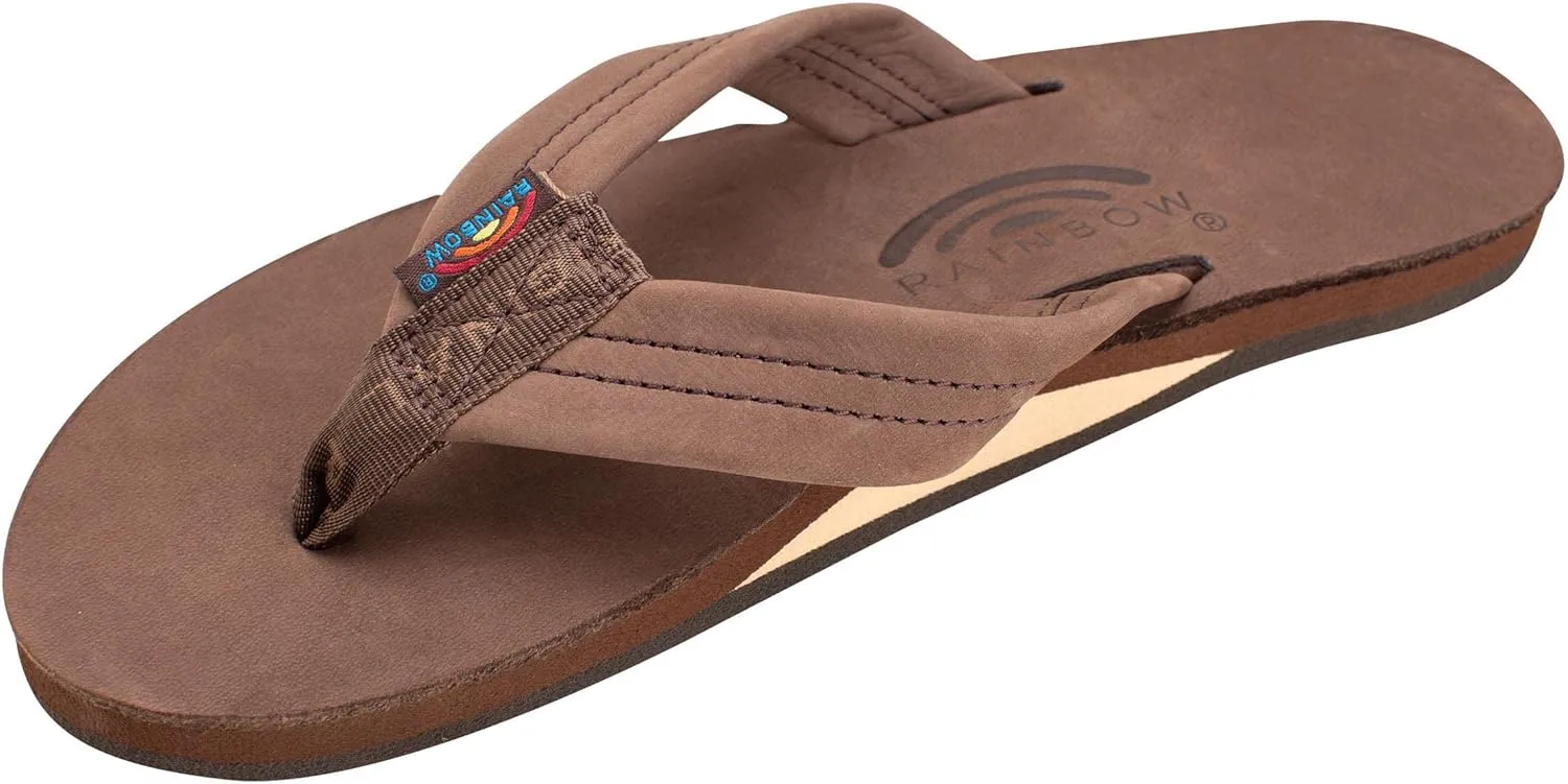 Rainbow Sandals Women's Premier Leather Single Layer Wide Strap Expresso Size Size 11 (11.75")
