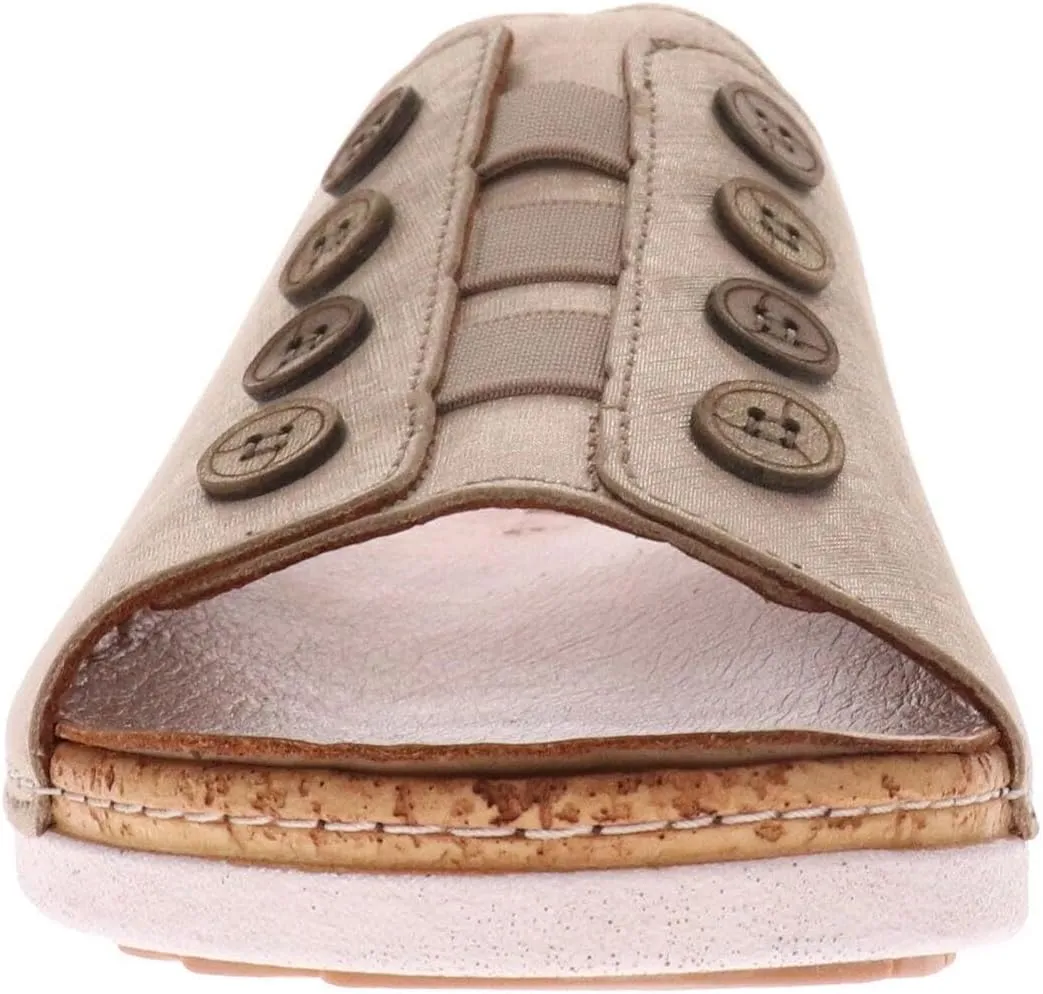 Revere Antalya Women's Slide Sandal - Premium Leather - Adjustable Elastic Detail - Arch Support - Removable Footbed