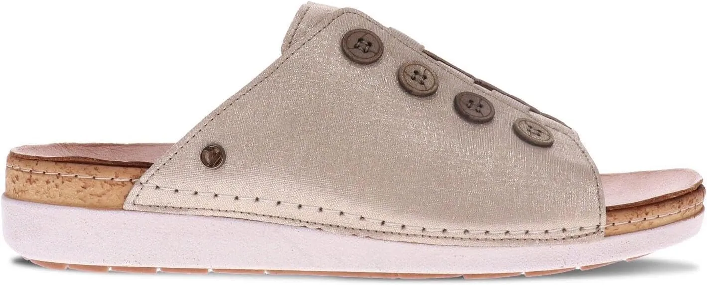 Revere Antalya Women's Slide Sandal - Premium Leather - Adjustable Elastic Detail - Arch Support - Removable Footbed