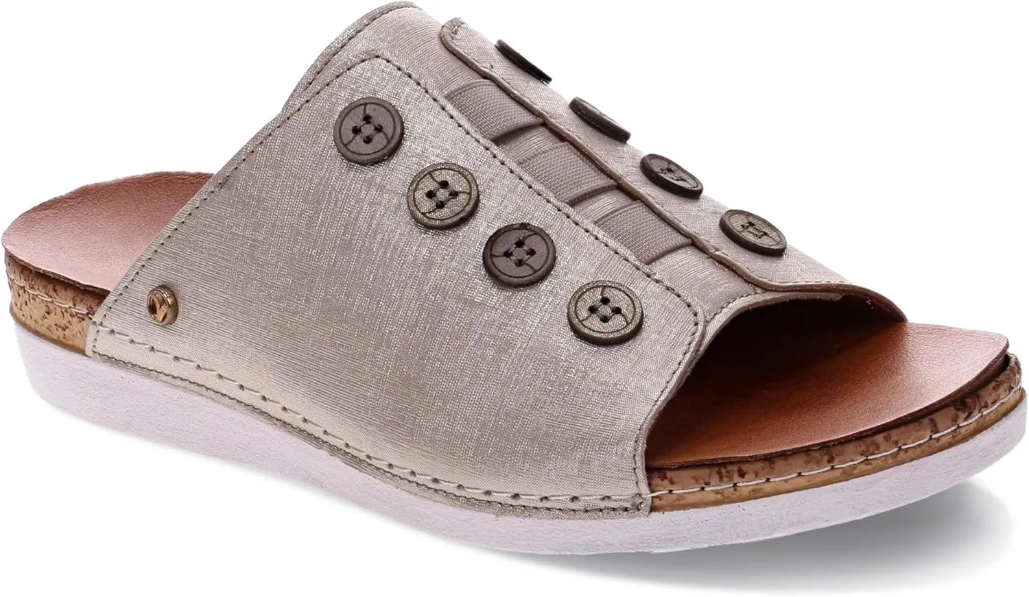 Revere Antalya Women's Slide Sandal - Premium Leather - Adjustable Elastic Detail - Arch Support - Removable Footbed
