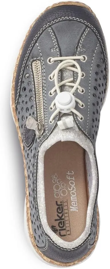 Rieker N42P6 Nikita Slip-On Women's Sneakers - Lightweight Walking Shoes with Durable Sole - Lacer-Cut Detailing and Stretch Laces - Stylish Comfort for All-Day Wear