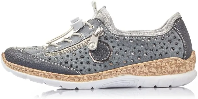 Rieker N42P6 Nikita Slip-On Women's Sneakers - Lightweight Walking Shoes with Durable Sole - Lacer-Cut Detailing and Stretch Laces - Stylish Comfort for All-Day Wear