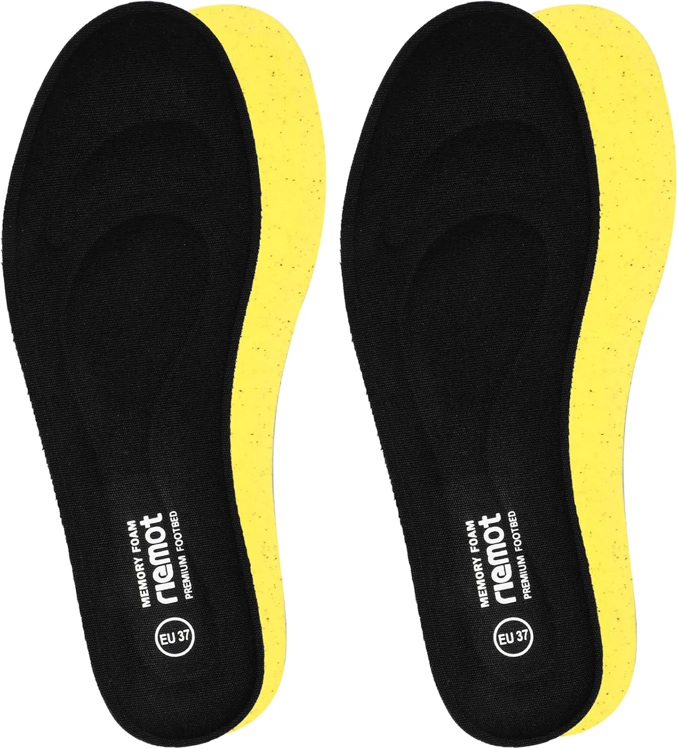 riemot 2 Pairs Memory Foam Insoles for Men Replacement Shoe Inserts for Work Boot,Sneaker,Comfort Cushion Shoe Insoles,Breathable Inner Soles Shock Absorbing for Foot Pain Relief Black US8.5/ EU41.5