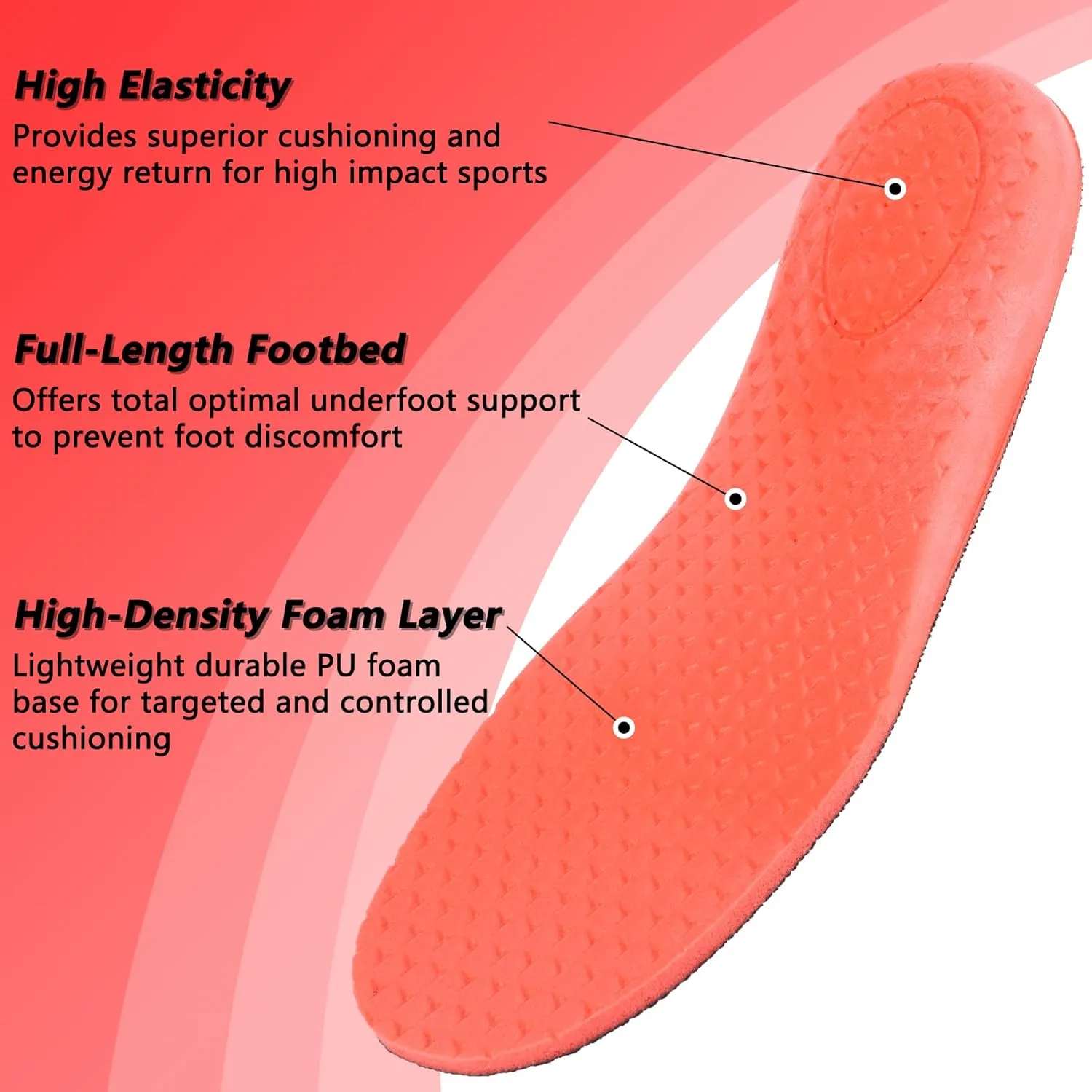 riemot Fitness Running Insoles for Men Comfortable Arch Support Inserts Plantar Fasciitis Relief Insoles Cushioning Athletic Gel Insoles for Sneakers,Hiking Shoes Black US9.5/ EU42.5