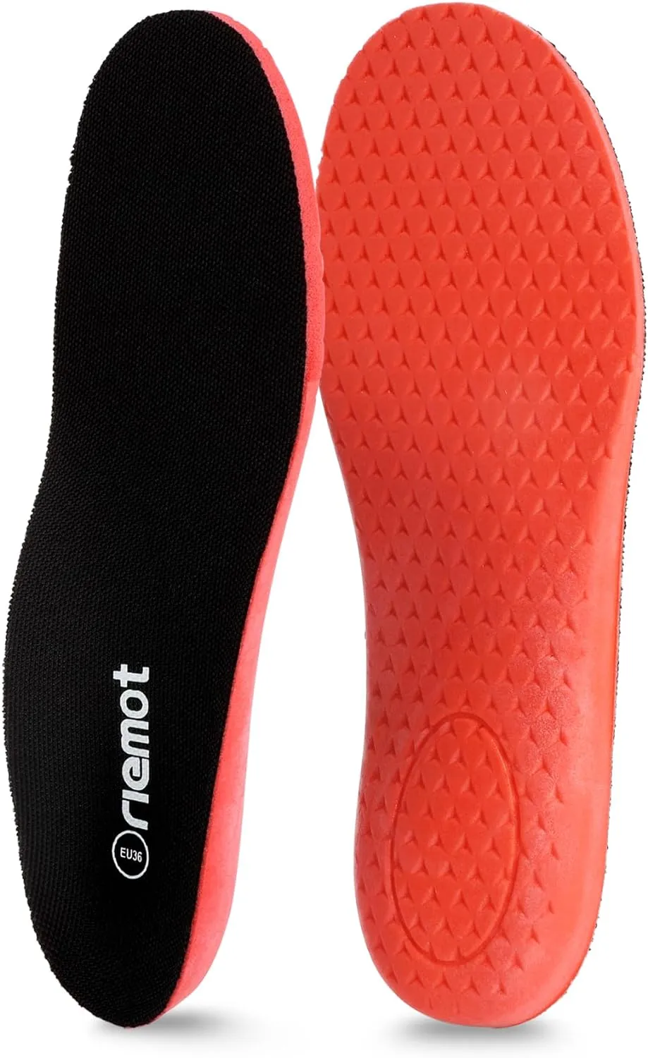 riemot Fitness Running Insoles for Men Comfortable Arch Support Inserts Plantar Fasciitis Relief Insoles Cushioning Athletic Gel Insoles for Sneakers,Hiking Shoes Black US9.5/ EU42.5