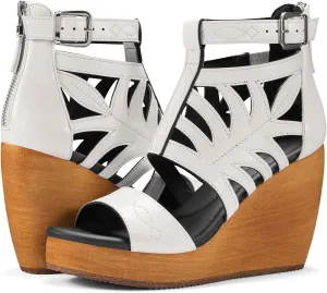 Rollda Women's Wedge Sandals, Platform Sandals High Heels for Women, Fashion Dressy Casual Sandals 2025, Comfortable Open Toe Brown Summer Shoes with Back Zipper Design, Adjustable Ankle Strap