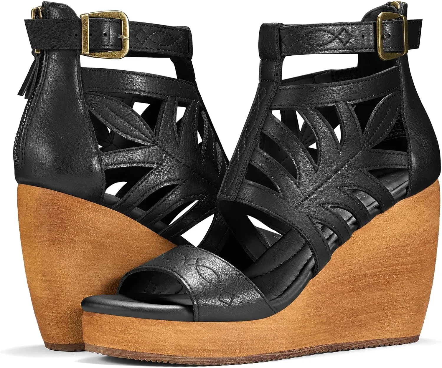 Rollda Women's Wedge Sandals, Platform Sandals High Heels for Women, Fashion Dressy Casual Sandals 2025, Comfortable Open Toe Brown Summer Shoes with Back Zipper Design, Adjustable Ankle Strap