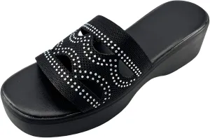 Sandals for Women 2025 Dressy Open Toe Platform Slides Sandals Cut Out Slip On Wedge Sandal Comfort Soft Sole Outdoor Beach Slipper