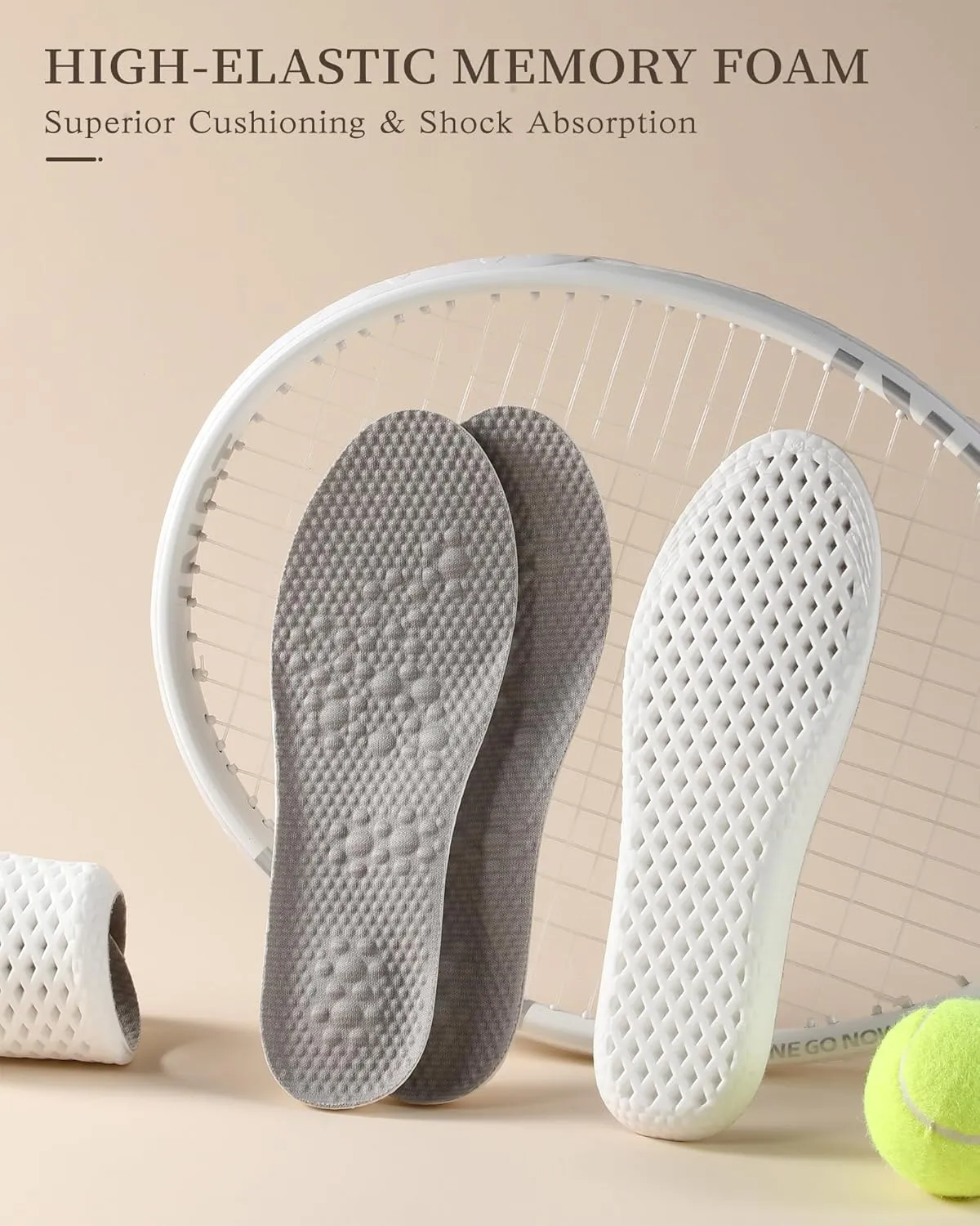 Shock Absorbing Foam Insoles for Men & Women — Arch Support Move Insoles & Shoe Inserts for Running, Walking, Standing All Day — Foot Pain Relief, All-Day Comfort & Fatigue Reduction