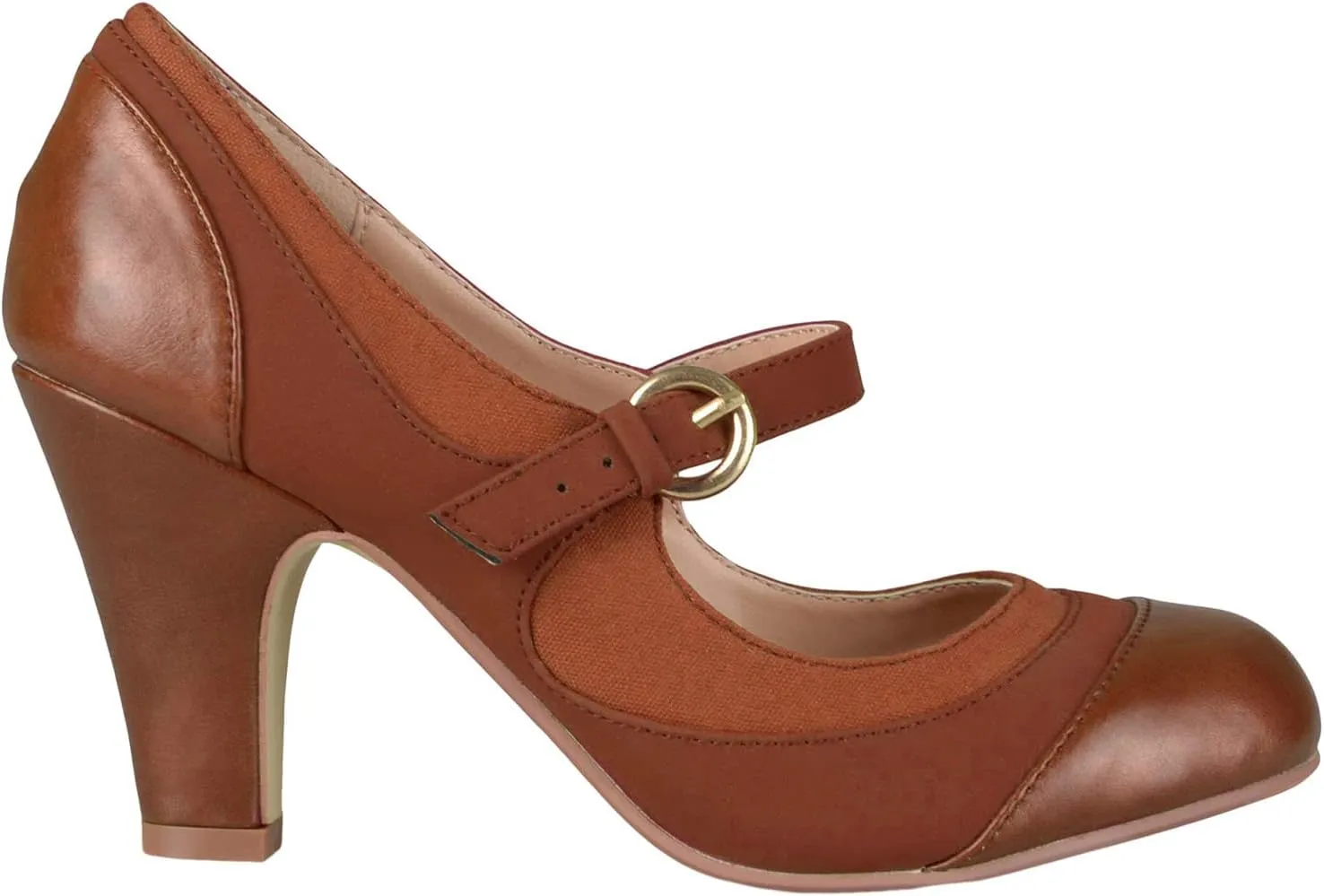 SHODENSE Women Kitten Heel Mary Jane Pumps Closed Round Toe Ankle Strap Patchwork Comfy 3” Mid Chunky Mary Jane Heels Cap Toe Two Tone Buckle Dress Shoes Ladies Wedding Vintage 4-11 M US
