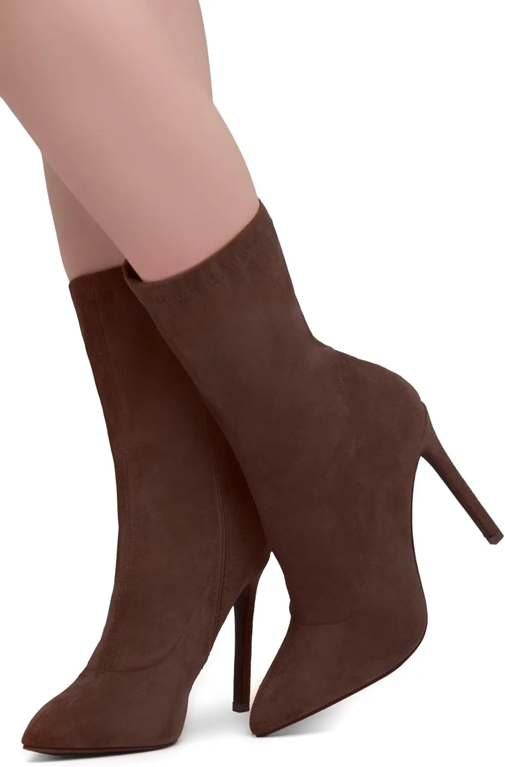 Shoe Land SLJessenie-L Women’s Pointed Toe Stiletto High Heel Ankle Booties Fashion Stretch Dress Boots
