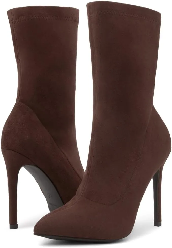 Shoe Land SLJessenie-L Women’s Pointed Toe Stiletto High Heel Ankle Booties Fashion Stretch Dress Boots
