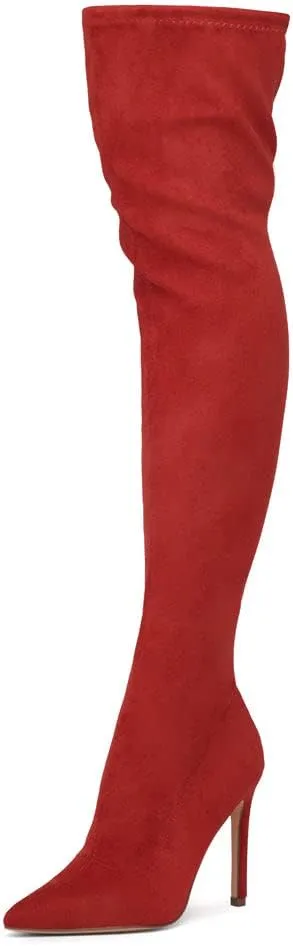 Shoe Land Womens JESSENIE Over the Knee Thigh High Boots Long Stretch Pointed Toe Stiletto High Heel Dress Boots