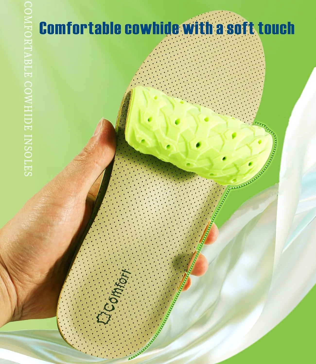 Sneaker Insoles Replacement,Comfortable Sports Shoe Inserts for Men Women Kids,for Shock Absorption and Relieve Foot Pain, Plantar Fasciitis (Women US 10.5-11 Men 9.5-10)