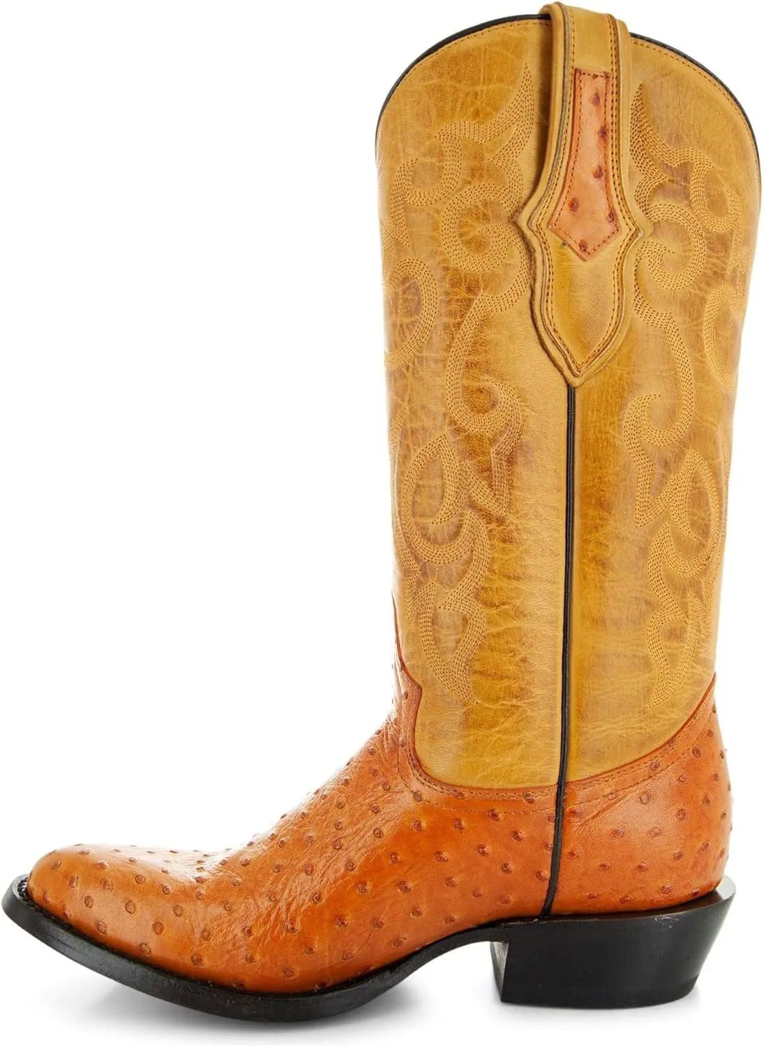 Soto Boots Men's Ostrich Print Cowboy Boots, Exotic Print Men's Cowboy Boots, Western Boots For Men H7002